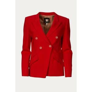 NEW LANDSCAPE super matte jersey fitted double-breasted blazer in coral